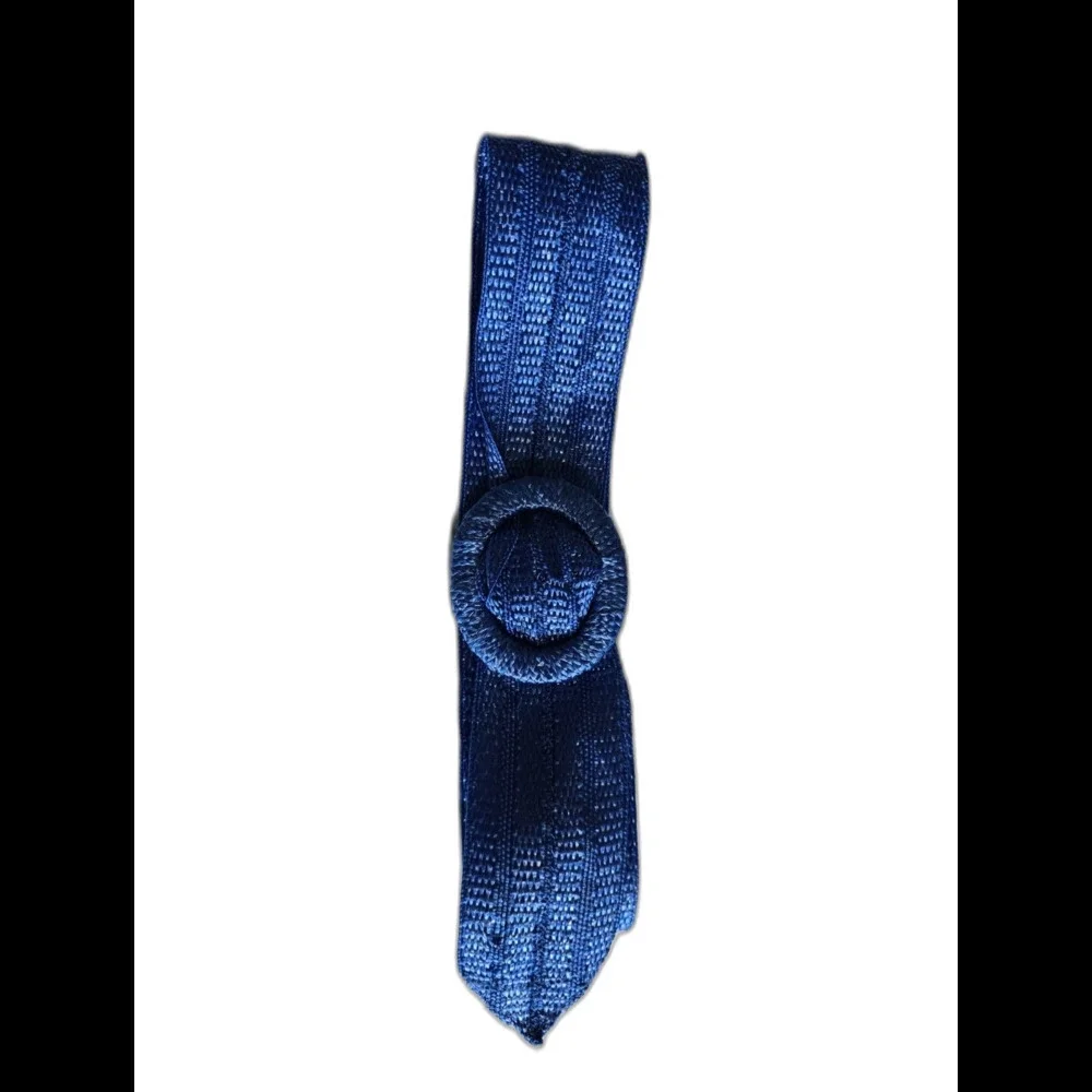Vintage Straw Royal Blue Waist Belt
